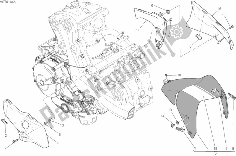 Todas as partes de Meia Carenagem do Ducati Monster 821 Stripes USA 2015